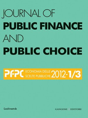 cover image of Journal of Public Finance and Public Choice n. 1-3/2012